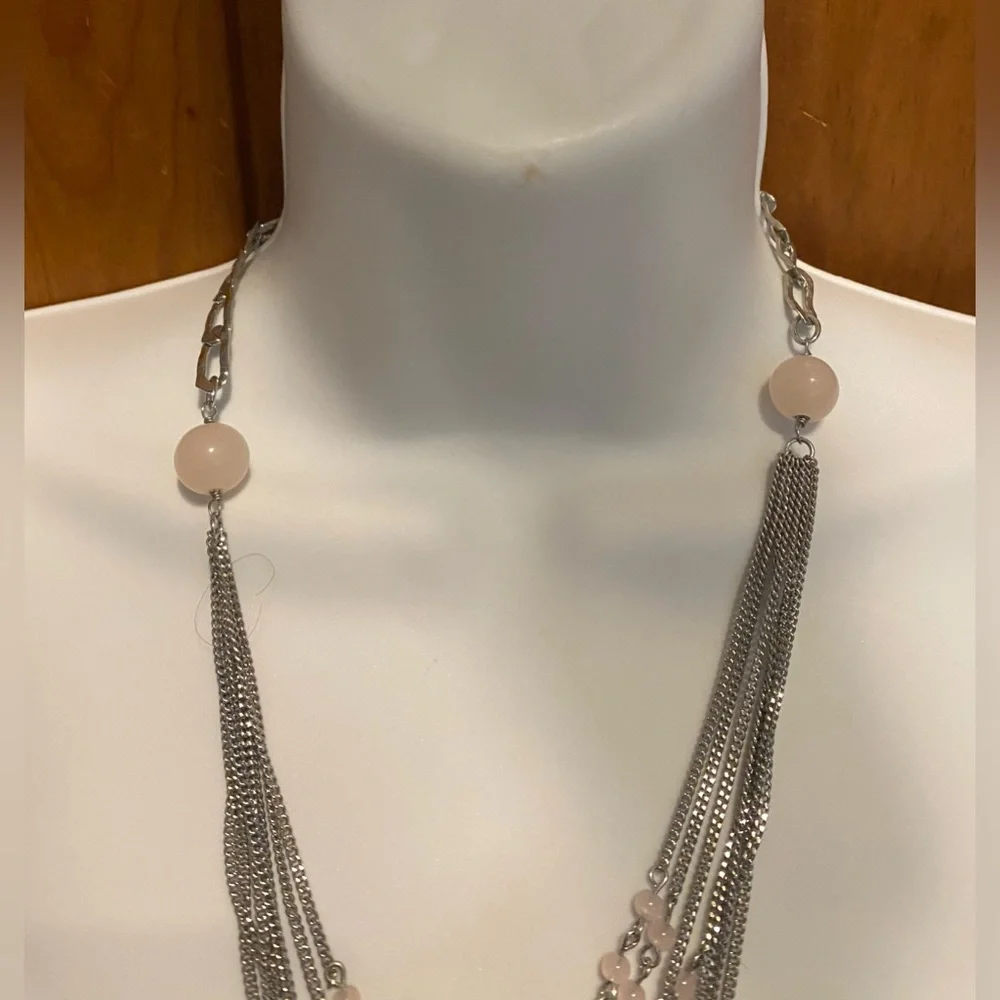Lovely Talbots Multi-Strand Necklace with Pink Beads Boho Chic